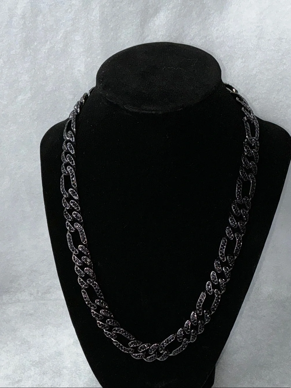 Men's Black Monaco Link Chain Necklace 20”- VVS CZ